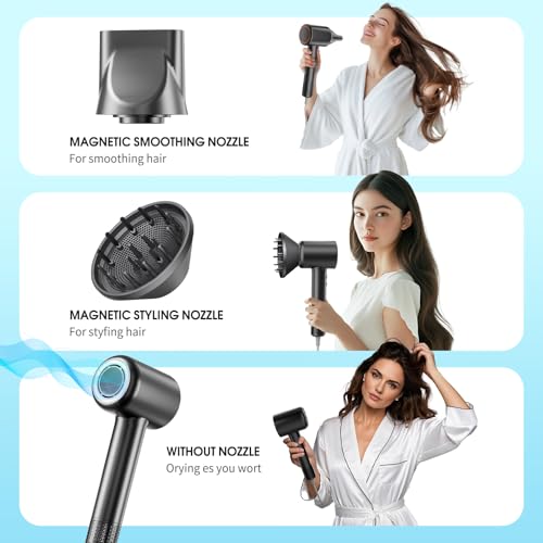 Diffuser Hair Dryer, 110,000 RPM Brushless Motor High-Speed Low Noise Thermo-Control Hair Dryers, Negative Ionic Blow Dryer,Fast-Drying Portable Hairdryer for Home, Travel Birthday Gift for Women Mom