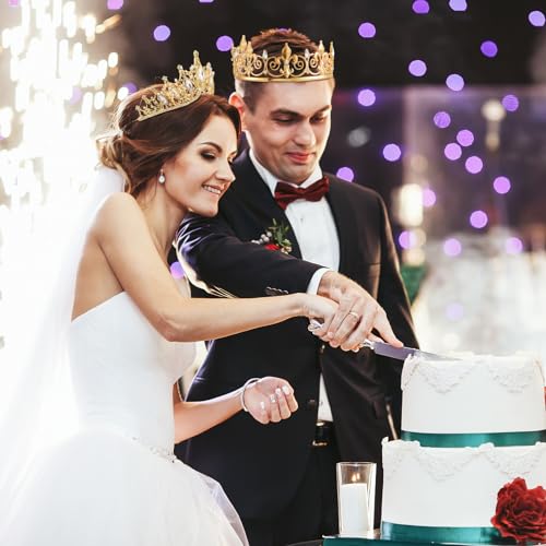 Henoyso 4 Pcs Prom King and Queen Crowns for Men Women Halloween Party King Queen Tiara Headband Homecoming Party Favor