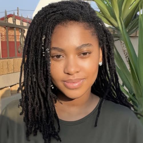 Loc Extensions Human Hair 0.4cm Thickness 8inch 100strands Dreadlock Extensions 100% Handmade Permanent Dreadlock Extensions for Man/Wome Can Be Dyed and Curled (Natual Black)