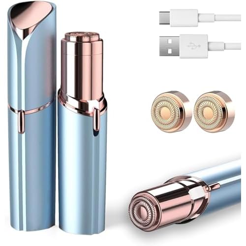Facial Hair Removal for Women, Painless Hair Removal Device Lady Face Electric Razor for Lip, Chin,arms with USB Rechargeable Included 2 pc Replacement Heads