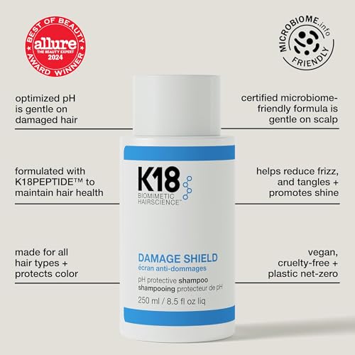 K18 Damage Shield Protective Shampoo, Reduces Frizziness & Tangles, Maintains Hair Health