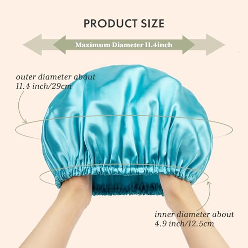 AmazerBathShower Cap, 4 PCS Shower Caps for Women Reusable Waterproof, Double Layers Hair Cap for Shower, Elastic and Flexi Bath Caps, Environmental Protection Bathing Hat for Adult Kids