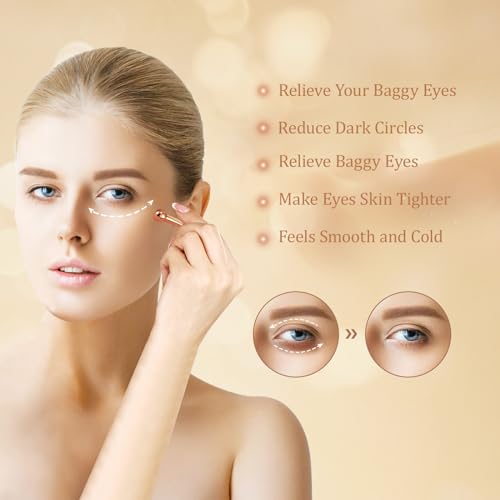LISAPACK 4 Pack Metal Eye Cream Applicator, Eye Serum Roller Ball Massager Stick for Reduce Depuffer, Massage (Gold&Rose Gold)