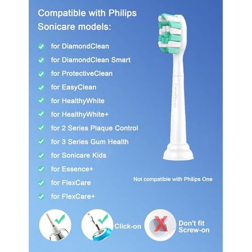 FutulkyUS Toothbrush Replacement Heads for Philips Sonicare C1 C2 ProtectiveClean 4100 5100 Electric Toothbrush Head 1 2 Series Plaque Control Snap-on, 10 Pack