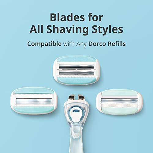 Dorco EVE6 Razor for Women, Includes 1 Razor Handle and 6 Long-Lasting Razor Blade Refills| 1 Handle + 6 Cartridges (Handle + 6 Refills)