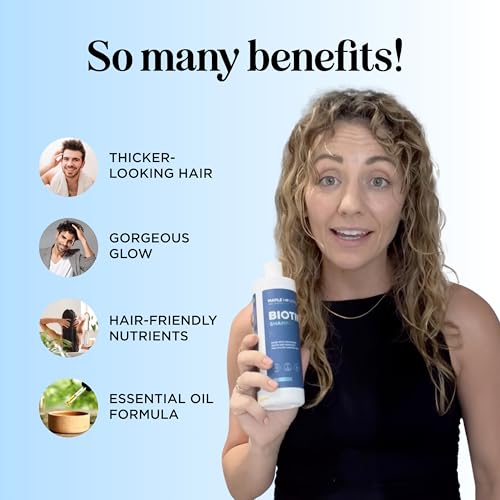 Rosemary and Biotin Shampoo for Thinning Hair - Vegan Volumizing Shampoo for Fine Hair with B Vitamins Argan Oil & Tea Tree Essential Oil - Paraben Silicone and Sulfate Free Vegan Formula (8 Fl Oz)