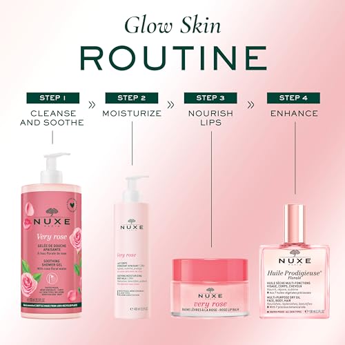 Nuxe Very Rose Soothing Shower Gel. Gentle Body Wash for All Skin Types, Delicately Scented with Rose Floral Water, 25.3 Fl Oz
