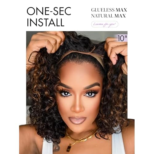 LUVME HAIR Mix Color Highlight 10 Inch Curly Wig, Glueless HD Lace Wigs Human Hair Pre Plucked Pre Cut, Curly Bob Wig Human Hair Short Wig with Blonde Highlights Ready to Go Wig