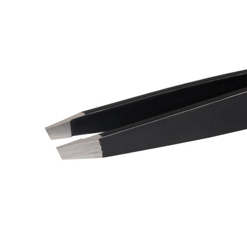 Abdul of Sialkot Tweezers for Eyebrows -Slant Tip Professional Stainless Steel Eyebrow Tweezers for Women & Men - Great Precision on Brow, Facial Hair & Ingrown Hair Pack of 1 (Black)
