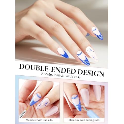 10 Pcs Nail Art Brushes Set, Nail Dotting Tools, French Tip Tool, Nail Art Deign Tools with Builder Gel Brush Polish Extension Brush Thin Liner Detail Painting Brushes, Nail Tech Supplies Kit