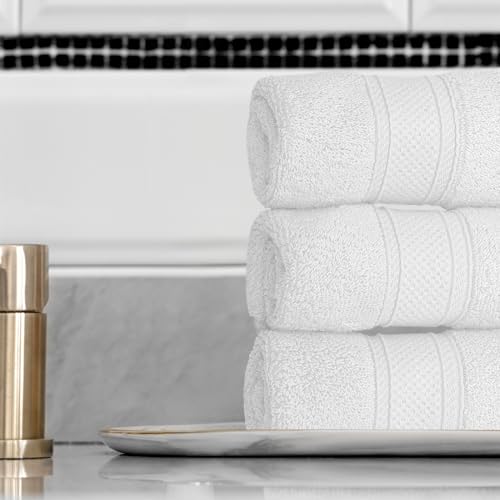 MoNiBloom 12-Piece 100% Cotton Face Wash Cloth Set for Bathroom Home Hotel Spa Gym Yoga Shower Highly Absorbent Ultra Soft Quick-Dry (White)