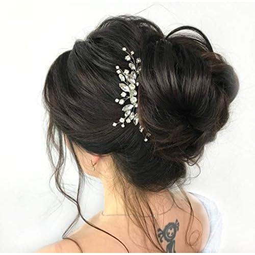 JAKAWIN Crystal Bride Wedding Hair Comb Silver Bridal Headpiece Rhinestone Hair Piece Accessories for Women HC113 (Silver)