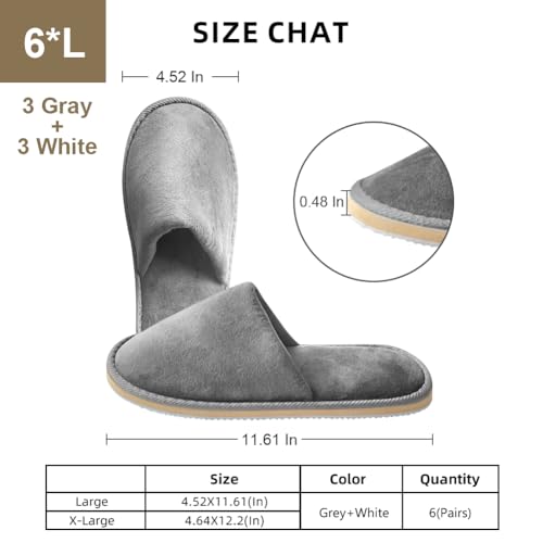 GONG GONG 2-6 Pairs Non Slip Disposable Slippers, Washable & Reusable, Closed Toe Crystal Velvet Slipper for Guest, Bathroom, House, Hotel, Party, SPA, Wedding