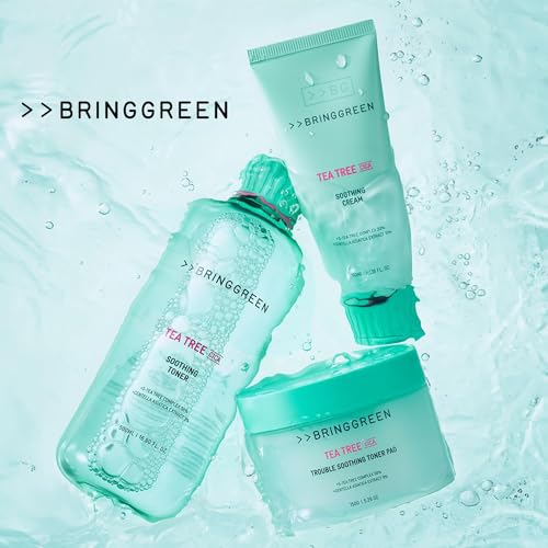 BRING GREEN Tea Tree CICA Soothing Toner PAD | Korean Daily Skincare Routine with Mild Formula, Cooling for Soothing and Hydrationg Effect, Vegan Certified Toner Pads 90 Count, 5.29 Fl. OZ.