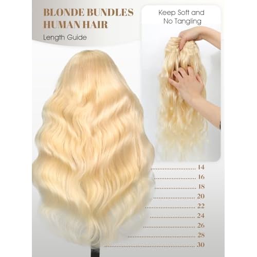 613 Blonde Body Wave Bundles Human Hair 26 Inch 613 Bundle 100% Unprocessed 12A Grade Brazilian Virgin Hair Bundles 1 Single Bundle Human Hair 613 Blonde Bundle