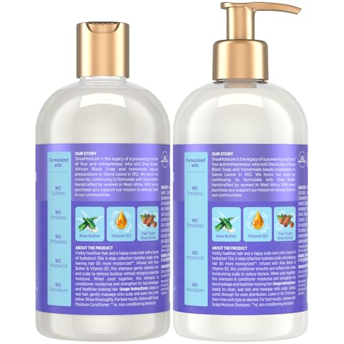 SheaMoisture Shampoo & Conditioner Set, Scalp Moisture with Aloe Butter & Vitamin B3 ? New Look, Same Intense Hydrating Hair Care, 13 Oz Ea