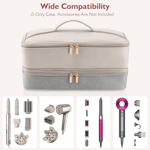 Travel Carrying Case for Hair Dryer Shark Flexstyle FlexFusion Airwrap Brush Double-Layer Hair Accessories Tools Storage Bag for Revlon Hairdryer Styler Organizer