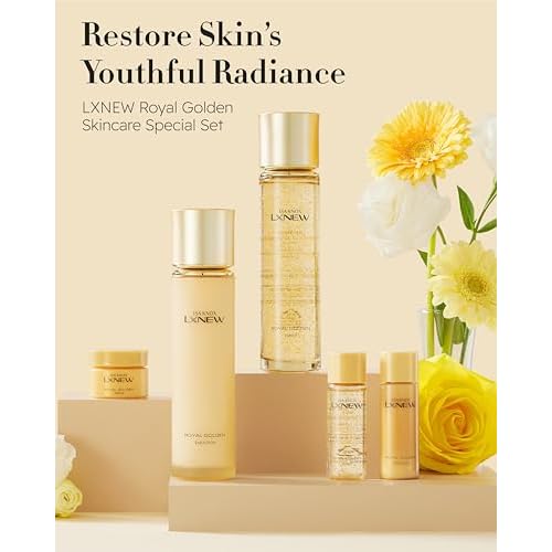 ISA KNOX Royal Golden Skin care Gift Set (11.4fl oz) - Korean Luxury Skin Care for Rejuvenation and Youthful skin. Royal Peptides & Jelly, Niacinamide. Guasha