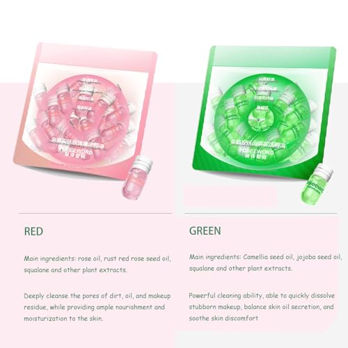 Cleansing Oil Mini Natural Makeup Remover Portable 20pcs Gentle Moisturizing Cleansing Oil for All Skin Types, Travel with (Rose)