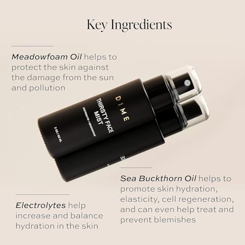DIME Beauty Thirsty Face Mist with Electrolytes, Meadowfoam, and Sea Buckthorn, Hydrating Facial Spray, 2 oz / 60 ml
