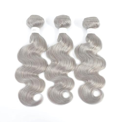 26 28 30 Inch Human Hair Bundles Sliver Grey Body Wave Bundles Human Hair 100% Unprocessed Soft Sewn In Hair for Black Women with Double Weft