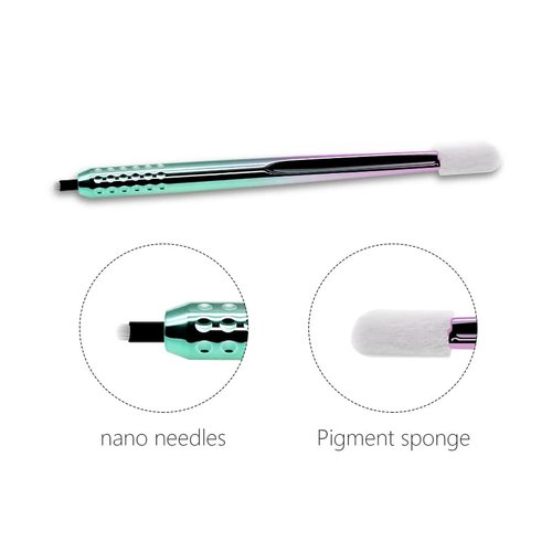 PACK OF 10 - Mellie Microblading Disposable Microblading Pen with Pigment Sponge Disposable Tool For Creating Eyebrows Microblading Supplies (Rainbow, U18 .18mm)