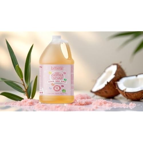 Brittanie's Pure Organic Castile Liquid Olive Oil Soap Refill, Dead Sea Salt, 1 Gallon | Face, Body Wash, Dishes, Pets & Laundry | Vegan & Gluten Free Non-GMO