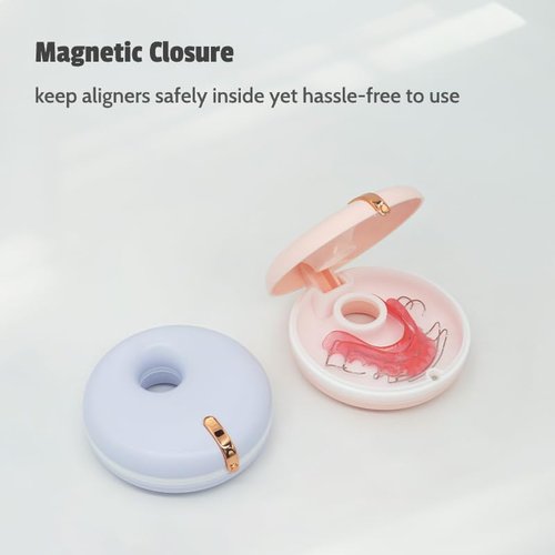 Maobuli Cute Retainer Case for Women, Small Aligner Box for Travel, Stylish Night Guard Container, Sleek Retainer Holder Compatible with Invisalign (Pink)