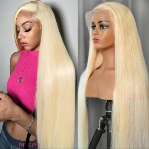 Sebast 34 Inch 13x6 613 Lace Front Wig Human Hair 200 Density Long Blonde Wig Human Hair 613 HD Transparent Lace Frontal Wig 13x6 Straight 613 Blonde Wigs Human Hair for Women