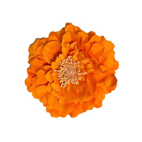 Women's Bohemia Peony Flowers Hairpin Hair Clip Flower Brooch for Travel Party Festivals PF-11 (Orange) (Pack of 1)