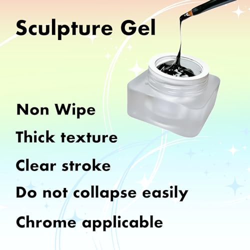 Nail Gel polish sculpture gel 5g black in colour clear stroke non wipe chrome applicable DIY at home embossed painting gel Nail solons mini 3D designs (Black, 5g)