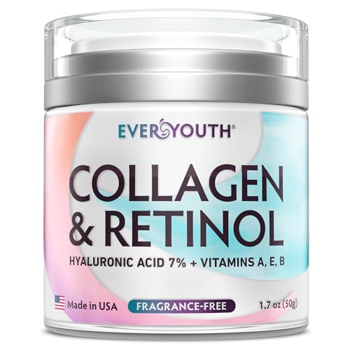 Collagen Cream for Face, Neck & D?collet?, Anti Aging Facial Moisturizer for Women with Hyaluronic Acid, Vitamin E, Made in USA, Anti Wrinkle Face Cream, Neck Creams for Tightening and Firming, 1.7oz