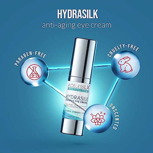 AgelessLX - Hydrasilk Eye Cream - Firming Under Eye Cream for Dark Circles and Puffiness - Hyaluronic Acid Moisturizer for Wrinkles, Fine Lines and Puffy Eye Bags - 0.5 OZ