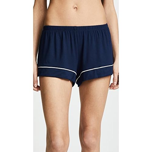 Eberjey Gisele Classic Women's Pajama Set | Short Sleeve Button Down Shirt w Front Pocket, Shorts w Elastic Waist Navy/Ivory