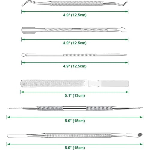 6-Pack Ingrown Toenail File and Lifters, Professional Surgical Stainless Steel Ingrown Toenail Removal Tool Kit, Manicure Treatment Pedicure Tools for Feet Under Nail Cleaner Correction Polish Pain