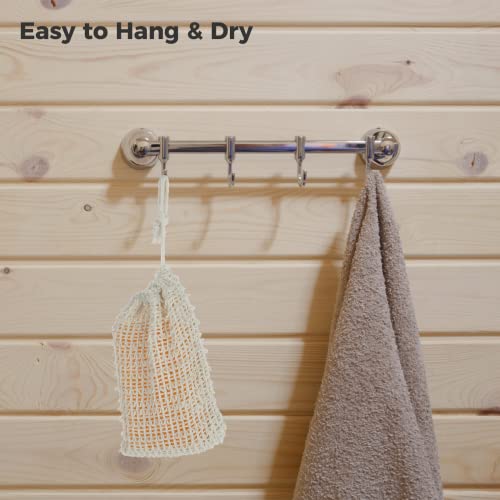 100 Pcs Sisal Soap Saver Bag with Drawstring, Plastic-Free Soap Saver Bags Reusable& Natural Bubble Exfoliating Pouch for Bath & Shower, Zero Waste Mesh Bag for Foaming & Drying Soaps