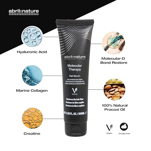 abril et nature - Professional Hair Serum Molecular Therapy - For Damaged, Chemically Treated, or Aging Hair - Repairs, Restructures, and Fills the Hair Fiber - Leave-In - 100 ml