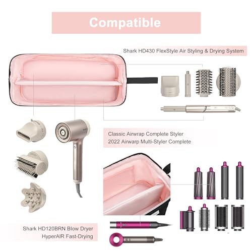 Leudes Hair Tools Travel Bag for Shark Flexstyle Carrying Case Portable Shark Hair Air Wrap Dryer Case Waterproof Dustproof Flat Curling Iron Travel Organizer (Black)