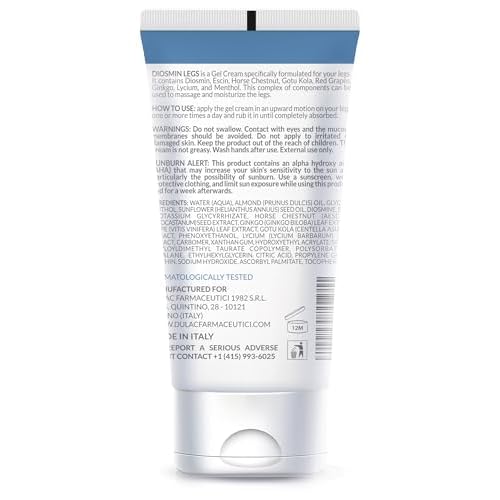 Dul?c - Diosmin Legs 5.07 Fl Oz - Varicose Veins Treatment for Legs, Gel Cream for Circulation and Spider Veins, Cooling Effect Diosmin and Horse Chestnut Cream for Leg Swelling Relief