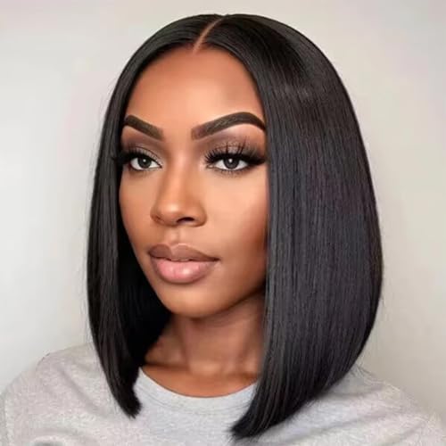 ISEE Hair M Cap 9x6 Bob Wig Human Hair Glueless Wigs Pre Plucked Pre Cut HD Lace Front Glueless Wigs Human Hair 180% Density Short Straight Bob Wigs for Black Women 16 inch