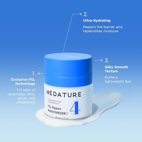 Medature PSL Repair Moisturizer II-Daily Moisturizer Face Cream with Ceramides for Dry & Sensitive Skin, Hydrates, Strengthens Skin Barrier, Calms Redness and Irritation, Anti-aging