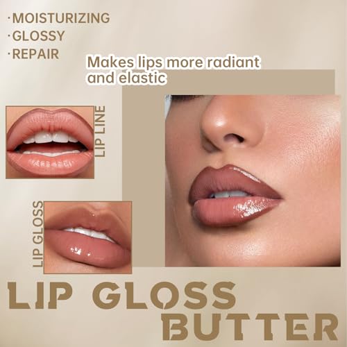 Peel Off Lip Liner Stain Tattoo, Long Lasting Waterproof Lip Stain Peel off, Tattoo Nude Lip Liner and Lip Gloss Combo, Non-Stick Cup Nourishing Lip Gloss Set Lipstick Makeup