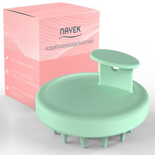 NAYEK Green Silicone Scalp Massager Hair Growth- Scalp Scrubber for Healthy Hair with Soft Silicone Bristles for Dandruff Removal and Healthy Scalp. Shampoo Brush for Thick and Thin Hair
