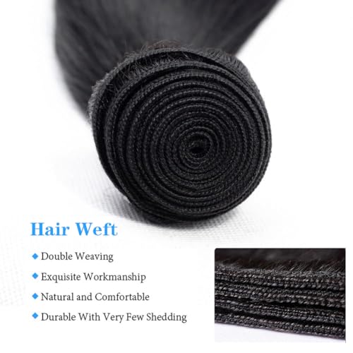 Straight Bundles Human Hair Brazilian Virgin Human Hair Bundles 16 16 16 Inch 100% Unprocessed Straight Hair Double Weft Deals Human Hair Extensions Natural Black