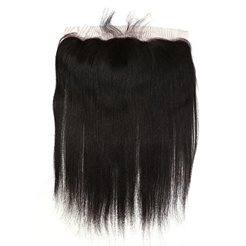 One Donor Top Grade 13x4 Silk Base Lace Frontal Closure Human Hair with Baby Hair Straight Brazilian Virgin Hair Closure Free Part Natural Color Bleached Knots 14 inch