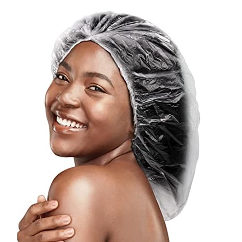 100Pcs XXL Oversized Disposable Plastic Shower Cap for Long Braids, Dreadlocks & Locs - Big Plastic Shower Cap for Black Women's Hair Treatment