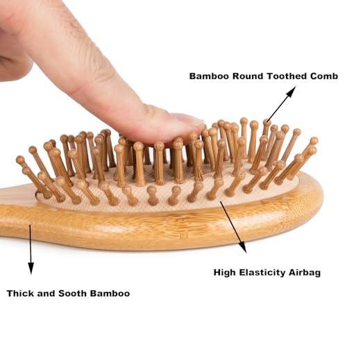 4 PCS Bamboo Hair Brushes Set,Boar Bristle and Detangling Combs,Hair Care Tools with Natural Bristles, Birthday Gift for Family Friend Women Men Mother Hairbrush Kit