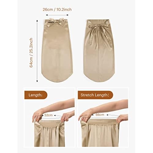 LILYSILK Mulberry Silk Sleep Cap 100% 19 Momme Long Silk Bonnet for Curly Hair, Night Cap for Sleeping, Silk Hair Wrap for Women Coffee