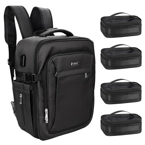 Relavel Makeup Backpack - Extra Large Train Case with 4 Pack Clear Bags, Professional Makeup Artist Kit Set Bag