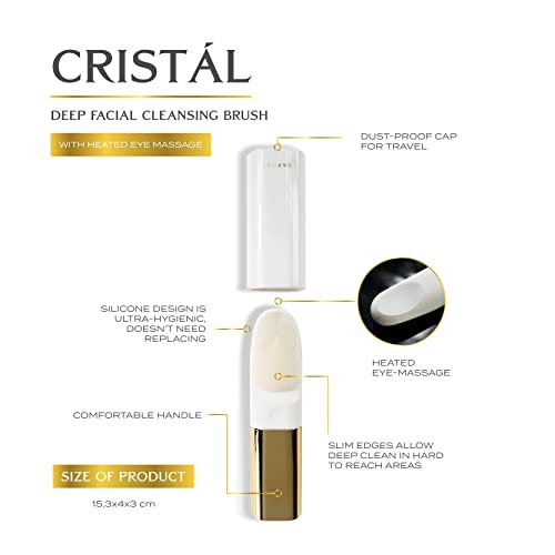 DARCASE CRIST?L ? A Luxury Facial Cleansing Brush. Dual Function - Deep Cleansing with Silicone Bristles & Heated Eye Massage